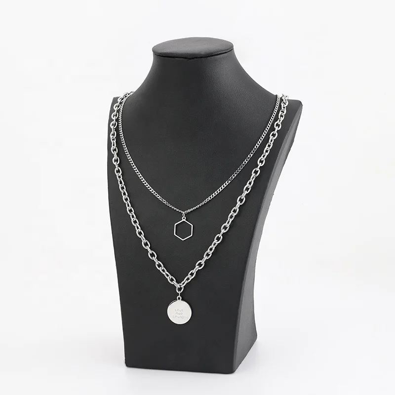 

Wholesale Small Necklace Fashion Necklace Hip Hop Personality Round Necklace, Steel