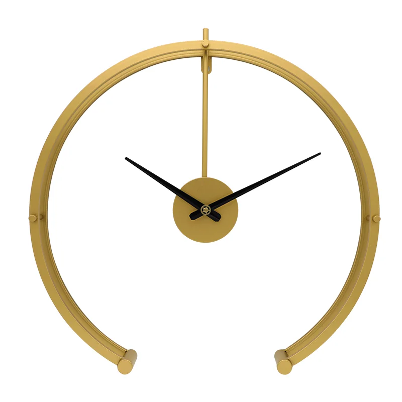 

20inch 50cm Nordic Light Luxury Home Wall Decoration Wall Clock Wrought Iron Semicircle Creative Wall Clock