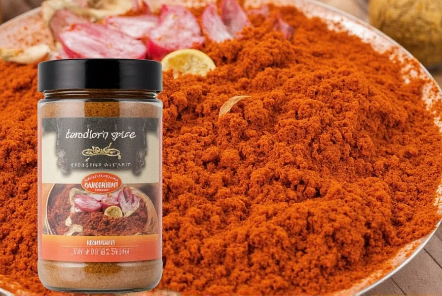 Homemade tandoori spice mix in a glass jar