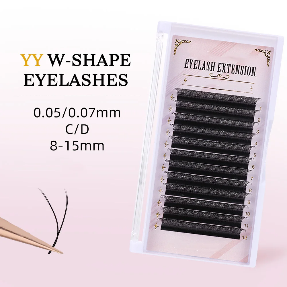 Hot Selling YY W 3D 4D 5D 6D Eyelash Extensions D Curl Clusters Vendor Natural Lash Strip Extension Wholesale Synthetic Fiber