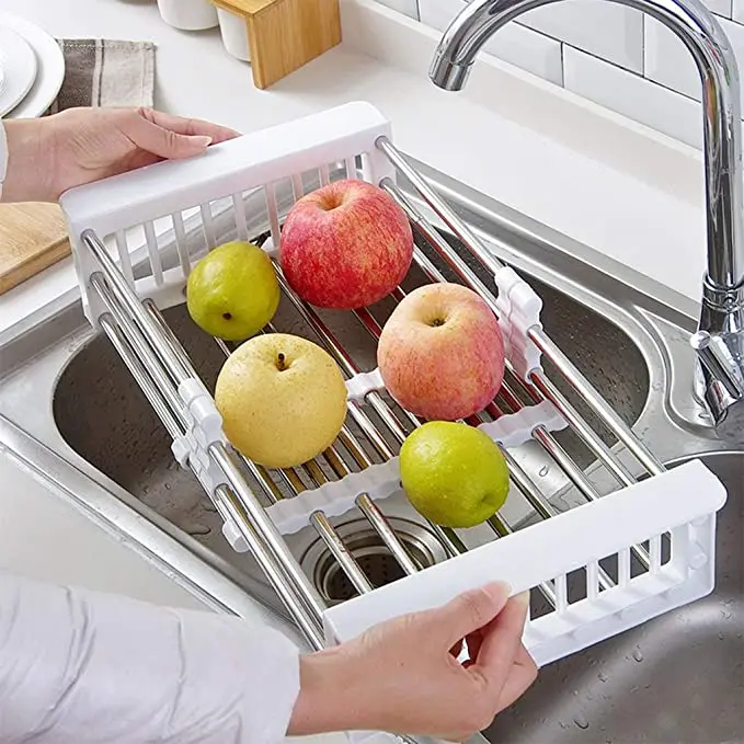 

Expandable Dish Drying Rack, flexible Kitchen Sponge Holder Stainless Steel Sink Caddy Organizer Over the Sink Dish Rack, Customized color