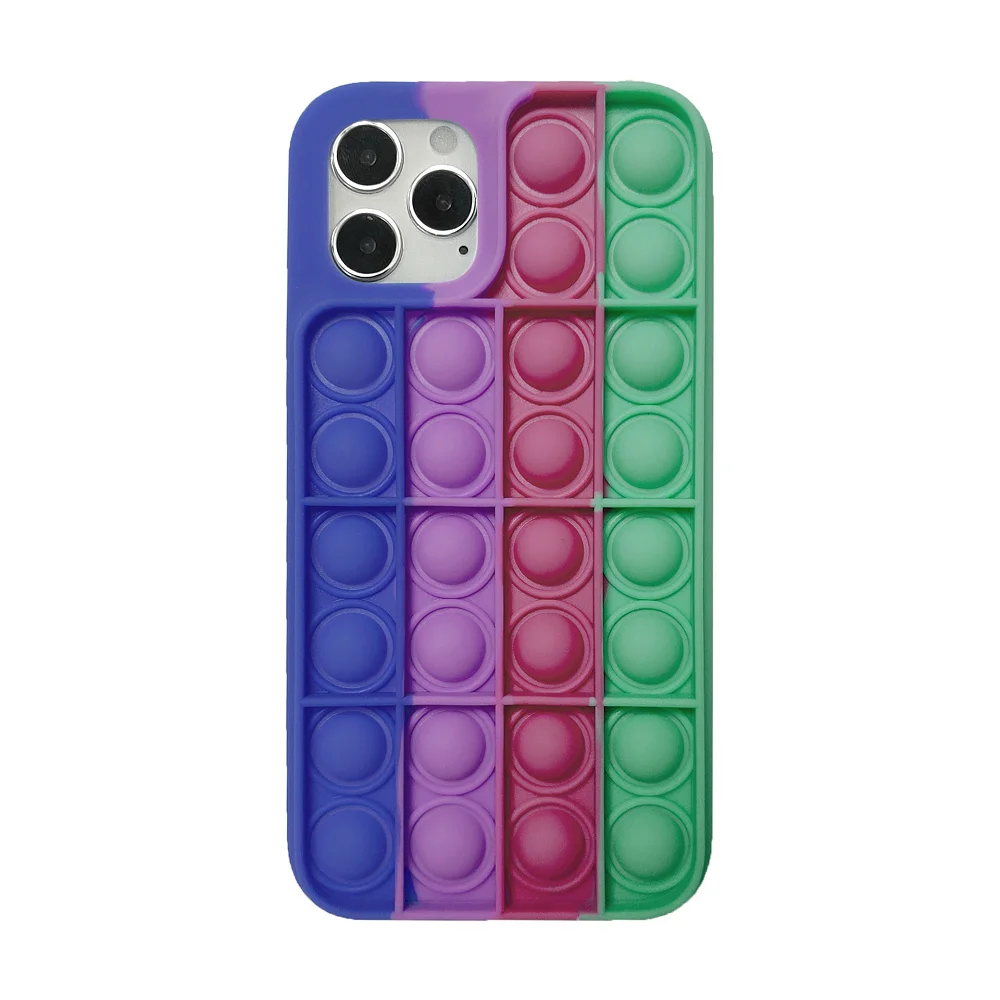 

2021 Fidget Toy Push Pops It Push Bubble Phone Cases Shockproof Silicone Mobile Cell Phone Case Cover for iPhone 12 11 Pro Max