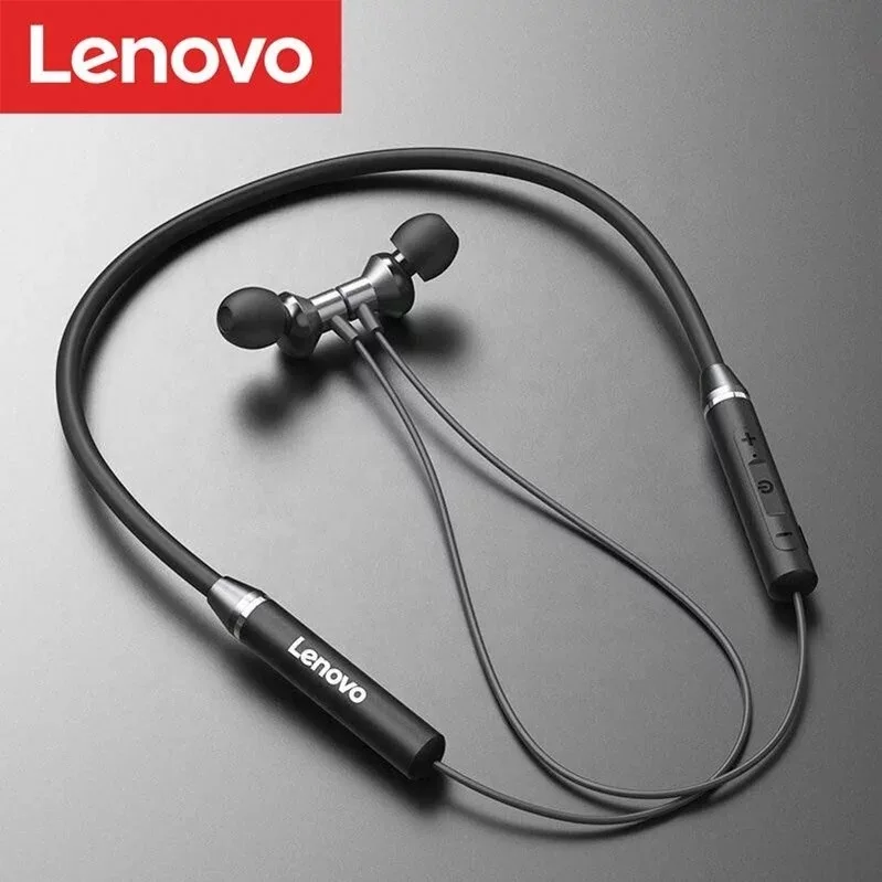 

Original Lenovo Wireless Headset HE05 Magnetic Neckband Earphones IPX5 Waterproof Sport Earbuds Noise Cancelling Headphone, Green red white