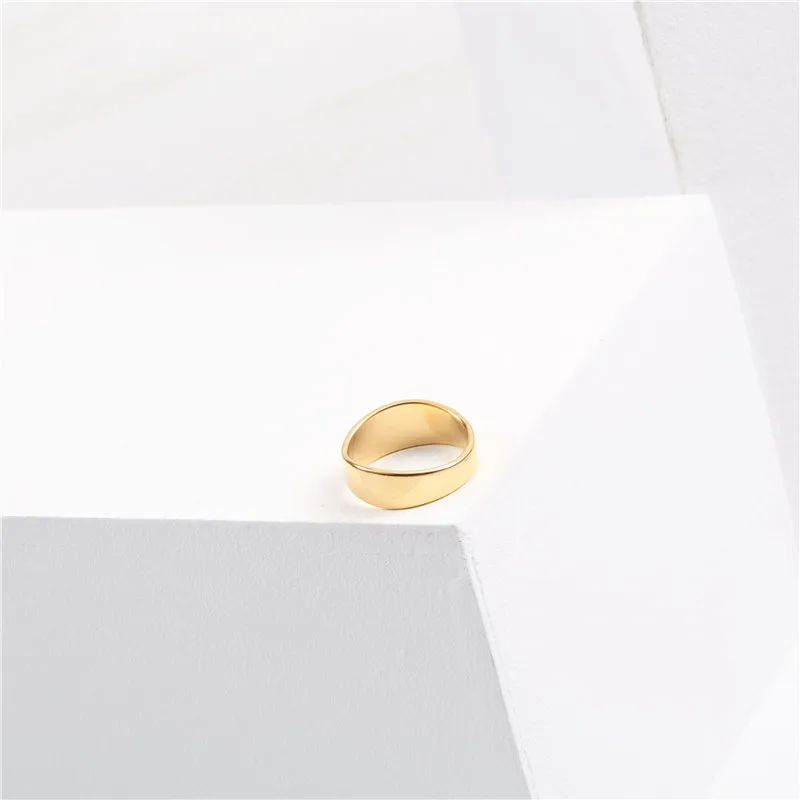 

PVD Gold Plated Stainless Steel Rings Plain Gold Irregular Band Rings Tarnish Free Waterproof Jewelry