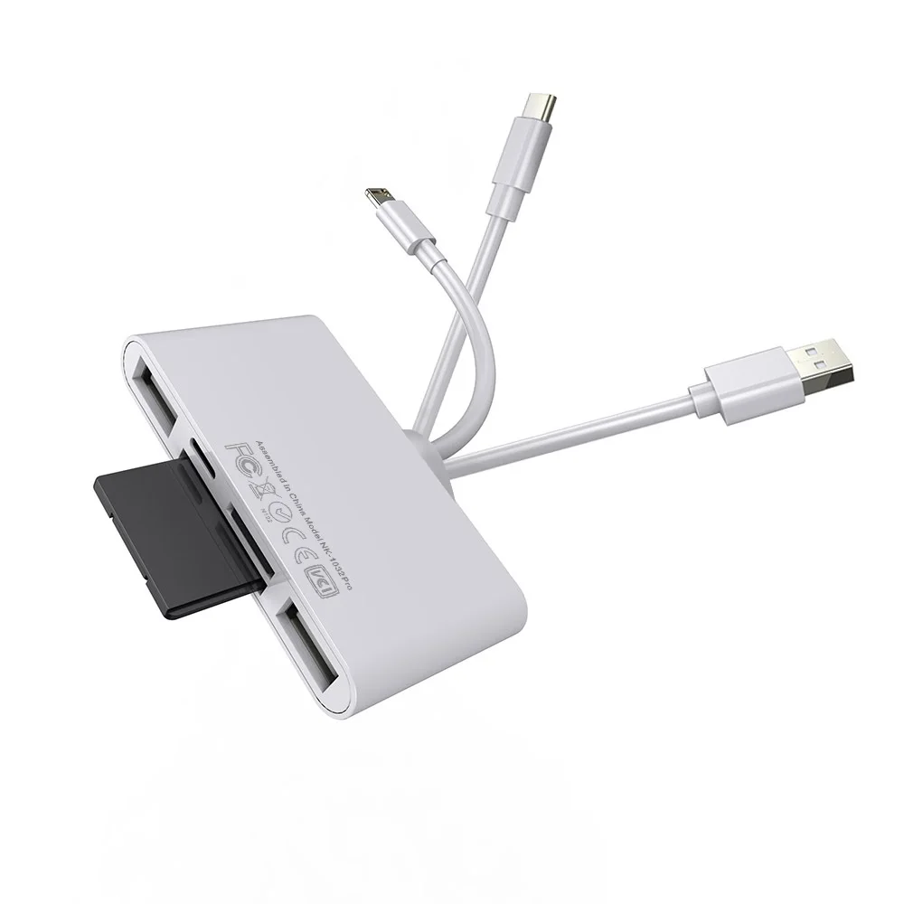Multi-functional USB+ Type-c + 8pin to SD TF Card Reader Adapter All in One Card Reader for iPhone - ANKUX.COM