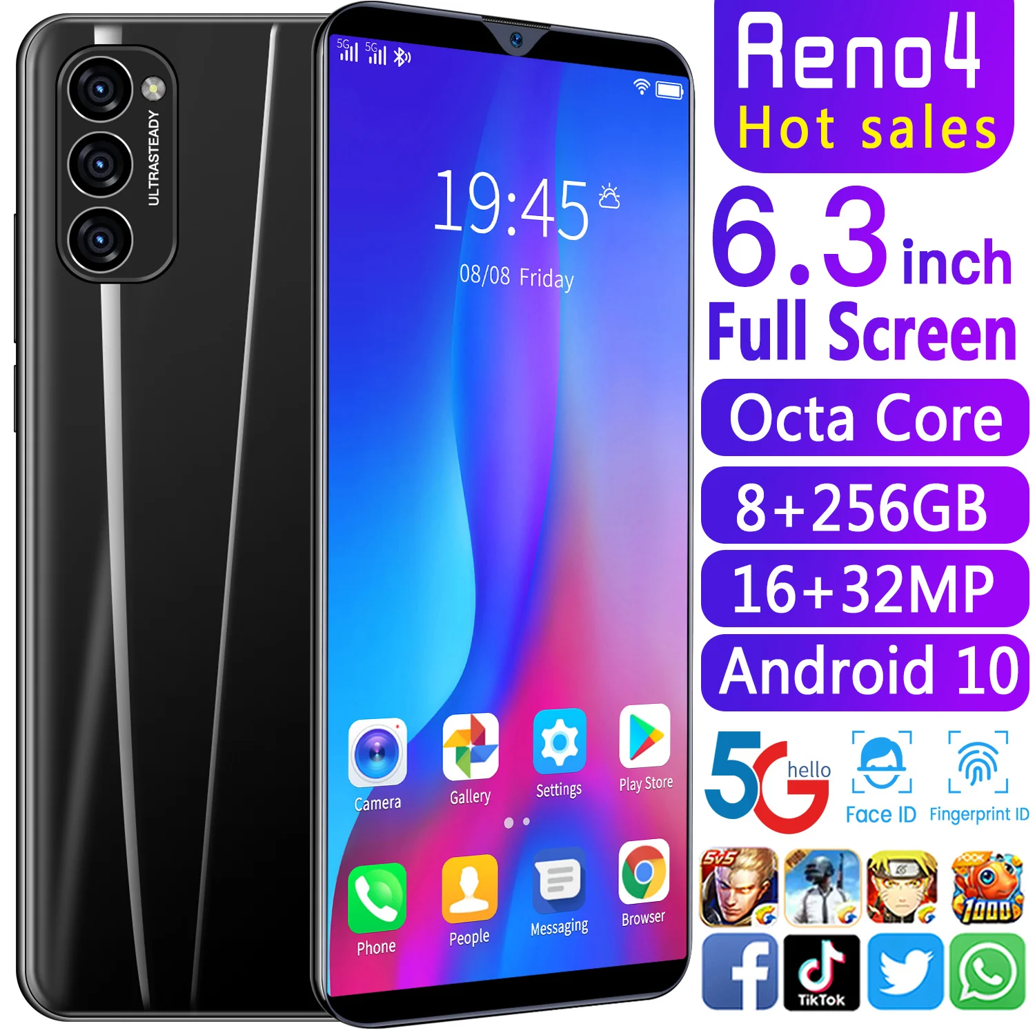 

Reno4 Pro android phones manufacture OEM android cellphone factory direct wholesale 6.3inch smartphone