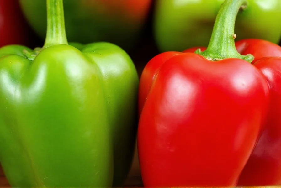 Close-up comparison of green and red jalapeño peppers showing different ripeness stages and heat levels