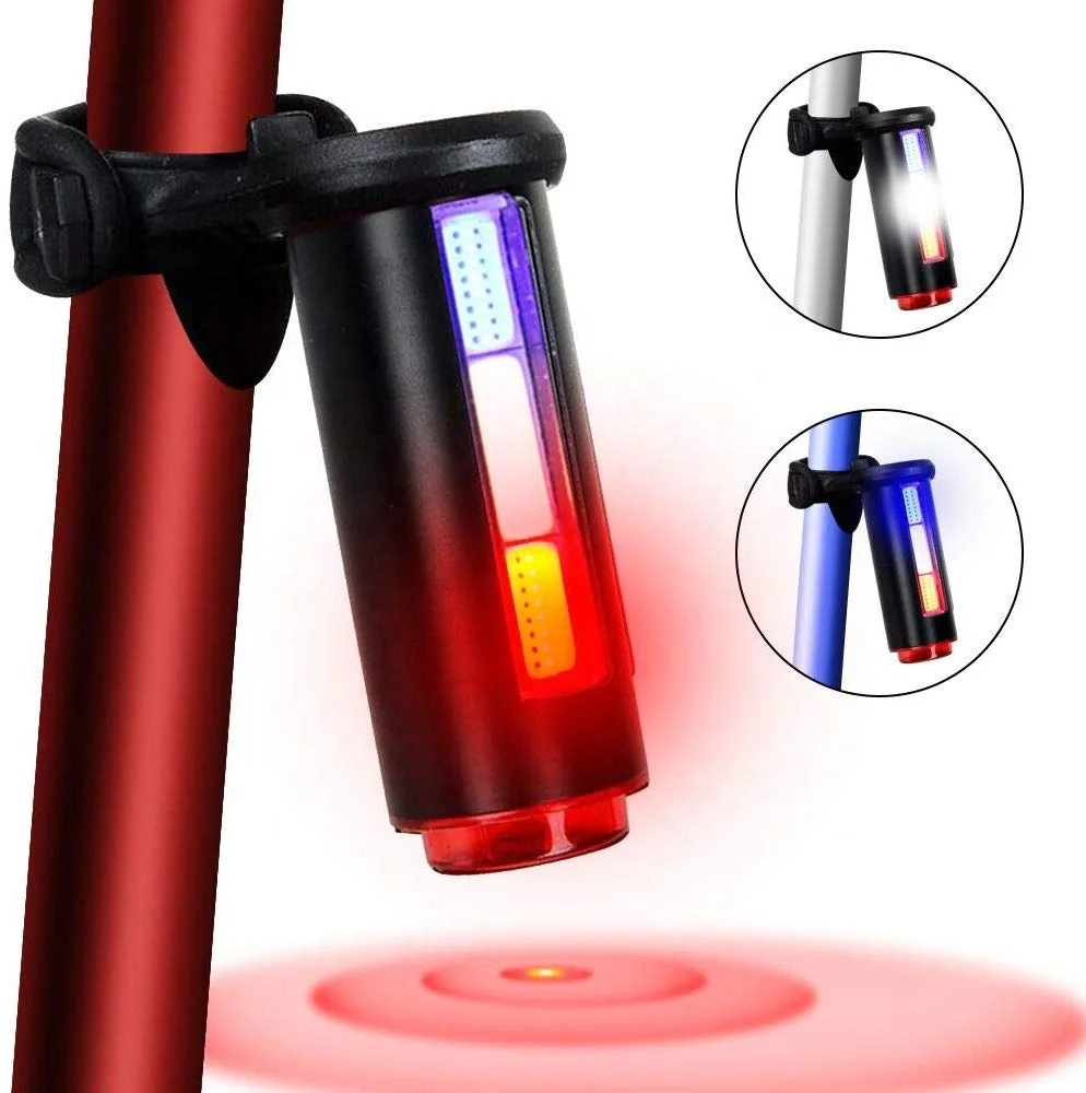 

USB Rechargeable Bike Tail Light 360 Degree Safety Beam 7 Mode Bicycle Rear Light Waterproof Warning Cycling Police Light