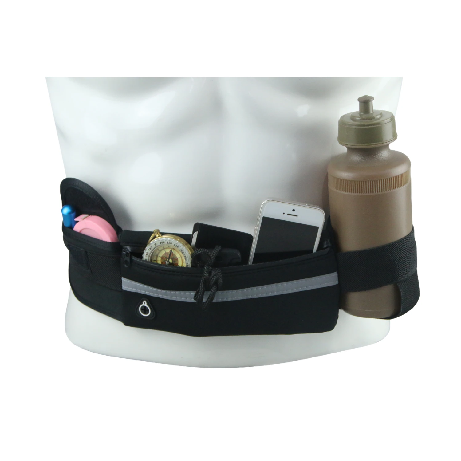 

On Arrival in 3 Days Black Exercise Waterproof Compartment Pouch Organizer Waist Bag for Running Jogging Hiking Cycling Climbing