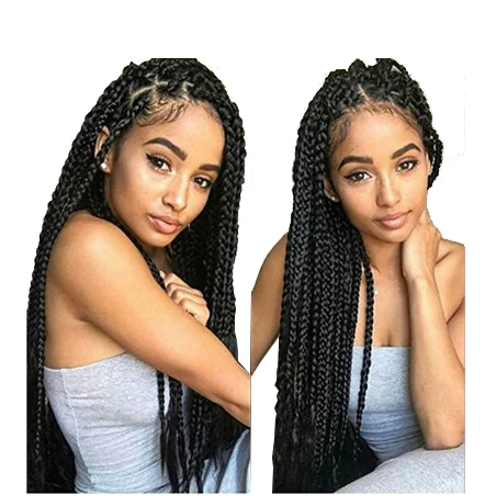 

Girls Braiding Hair Cornrows Braided Lace Synthetic Wig Hair For Black Women