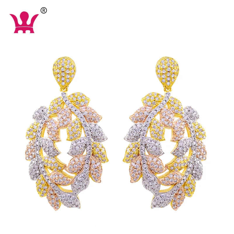 

Er0165 Large Big Hoop Earrings for Women Gold Micro Pave CZ Luxury Party Engagement Wedding Earring, Picture