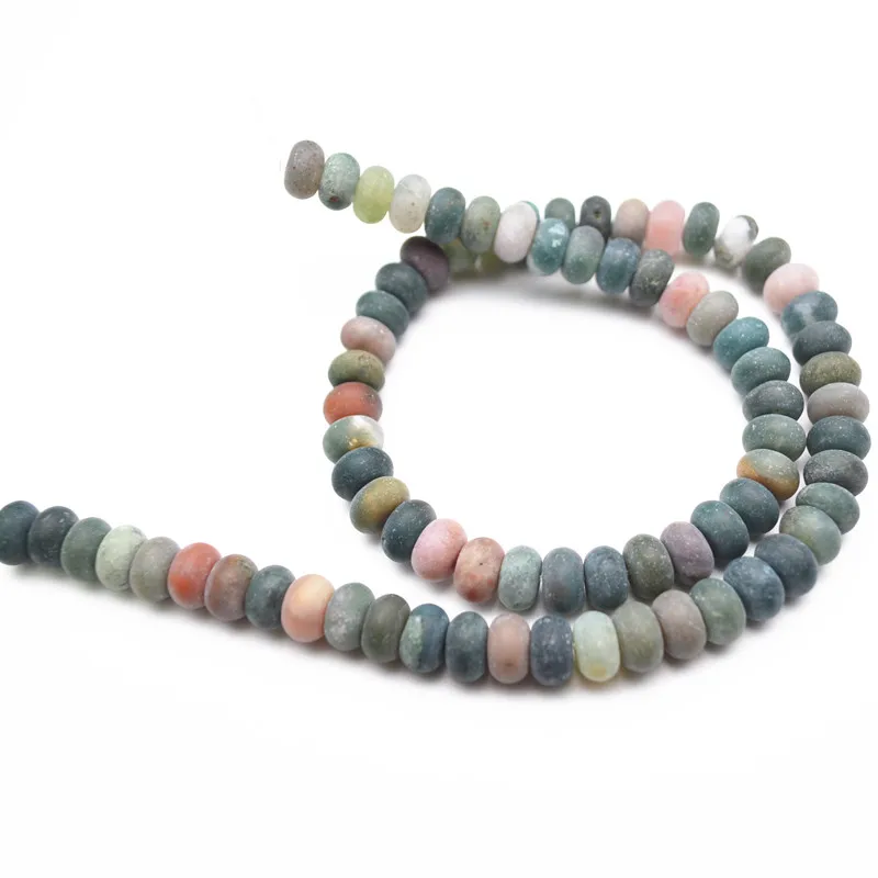 

5x8mm Natural Mix Colors India Agate Gemstone Rondelle Spacer Stone Matte DIY Loose Beads Jewelry Making