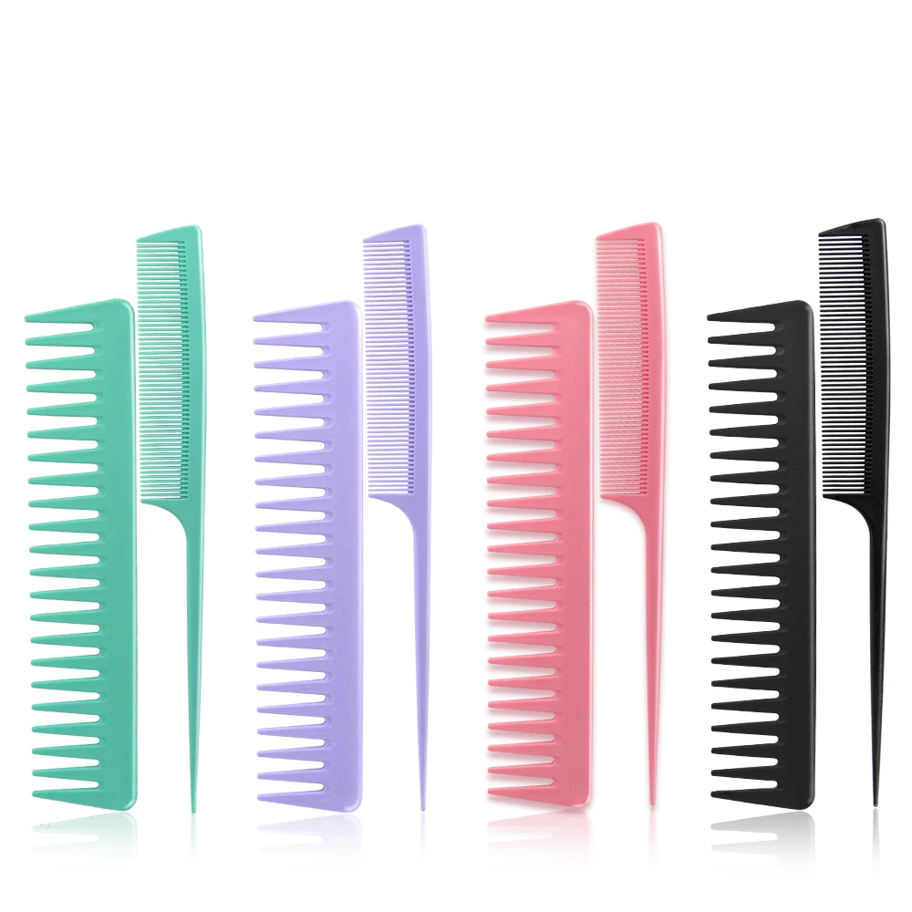 

Masterlee Plastic cutting combs set wide tooth comb plastic rat tail comb for travel set detangler hair brush, Customized color