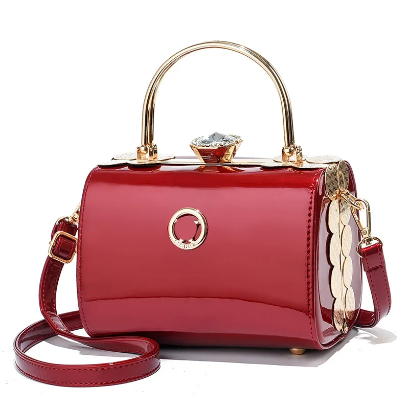 

Fashionable bright leather steel a bag, new fall 2021 hand bill of lading, shoulder inclined span bag, 5 colors