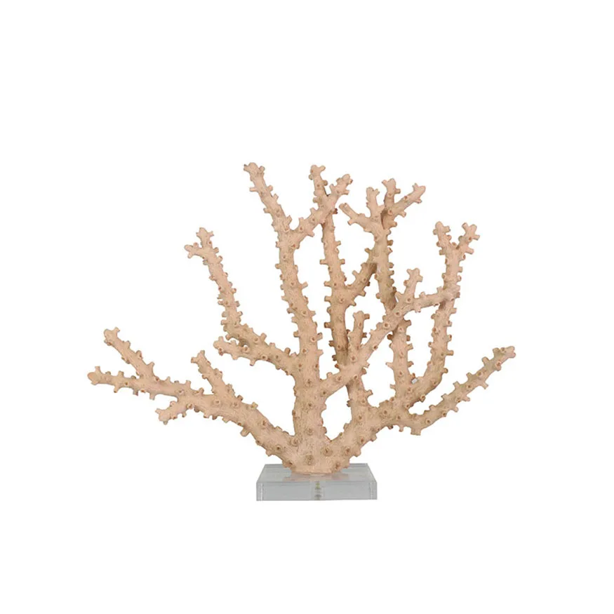 Resin Faux Branch Coral Sculpture with acrylic base Coral Ornament Red Tabletop Coral Decoration for Home and Office Display supplier