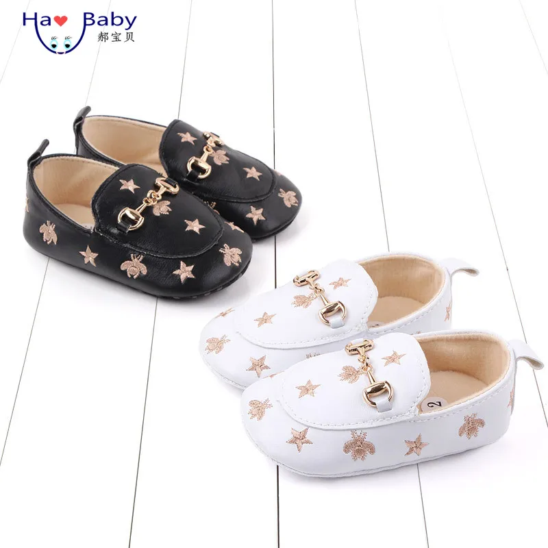 

Hao Baby 2022 Korean Style Spring Star Printed Casual Soft-soled Toddler Shoes Peas Shoes For Baby, White, black
