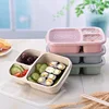 eco-friendly cheap wheat fiber compartment lunch box with lid; bento box food container