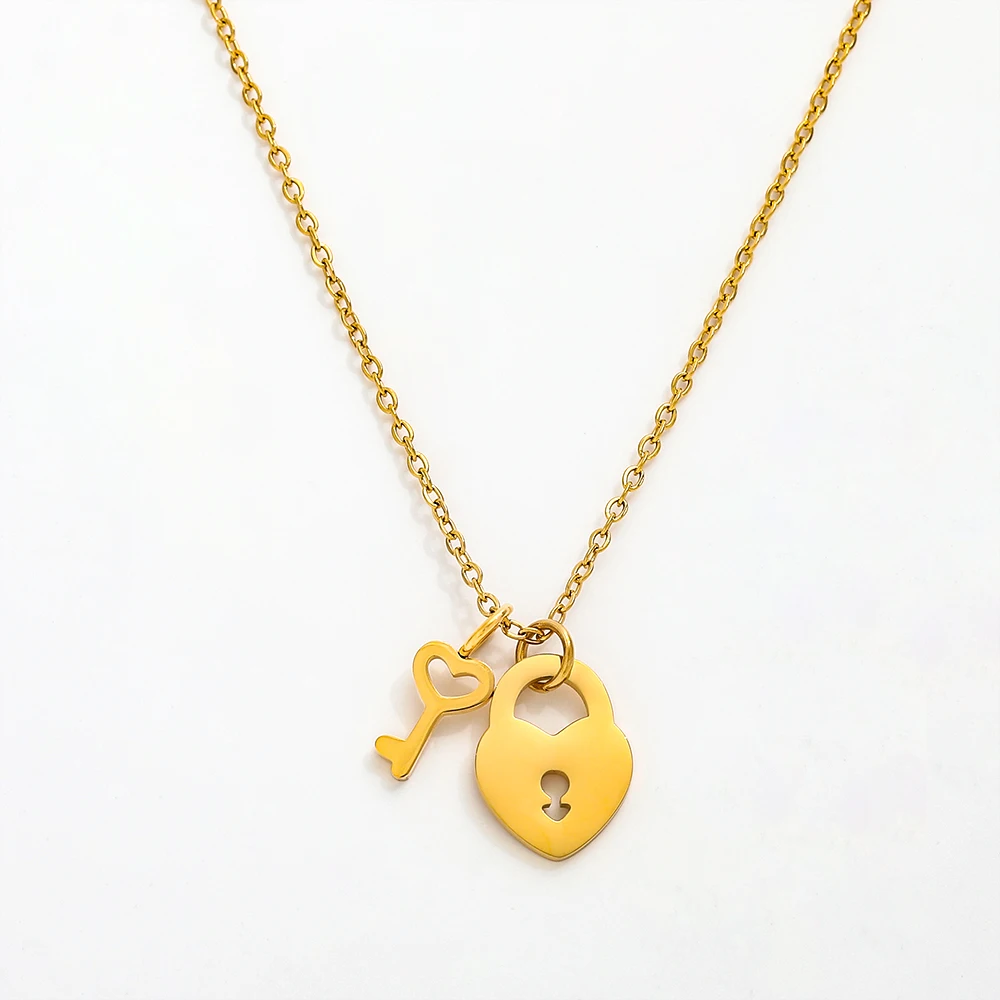 Joolim Jewelry Gold Plated Heart Lock Pendant Choker Necklace Stainless Steel Jewelry Wholesale