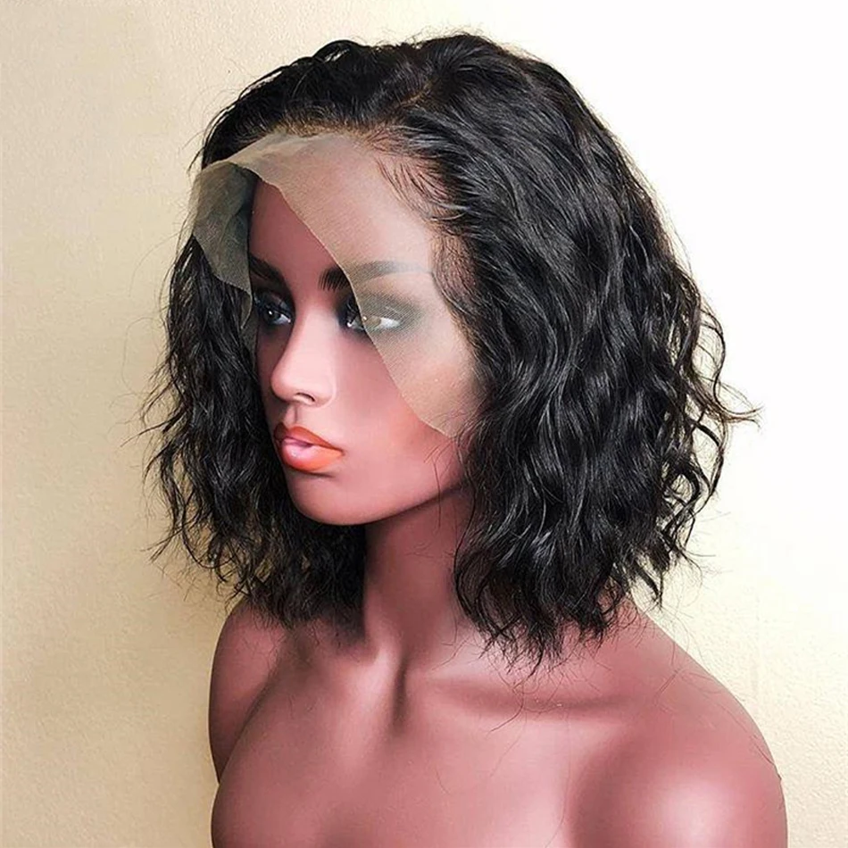 

Water Wave Short BOB Lace Front Wigs With Baby Hair, 13*4 Virgin Human Hair Wigs Brazilian Remy Hair
