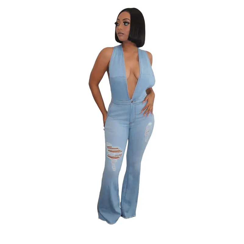 

20701-SW78 slim hole suspender trousers denim women sehe fashion, 1 color