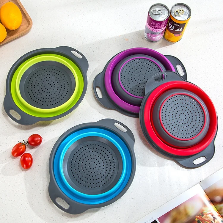 Foldable Kitchen Storage Fruit Vegetable Washing Strainer Creative Drain Basket