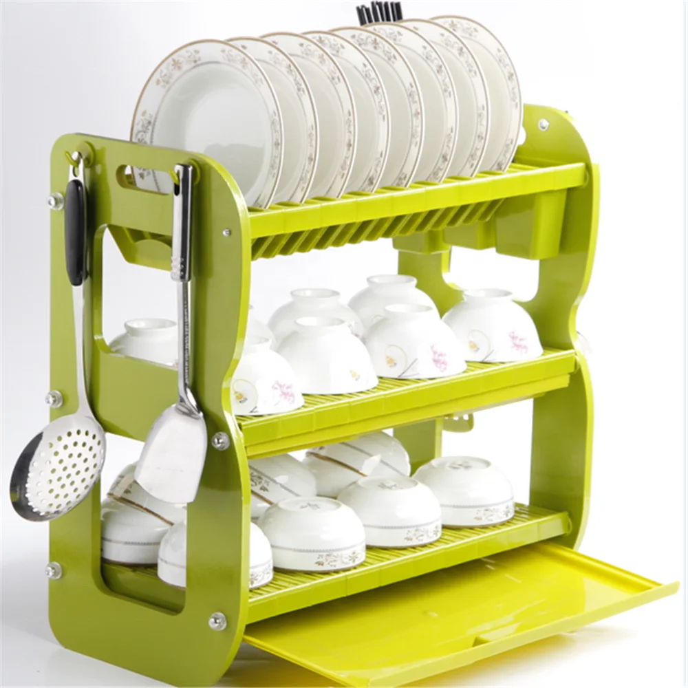 

Kitchen Storage Holder 2 tier ABS Plastic plate Dish Rack, Green,red,orrange,blue or custom color