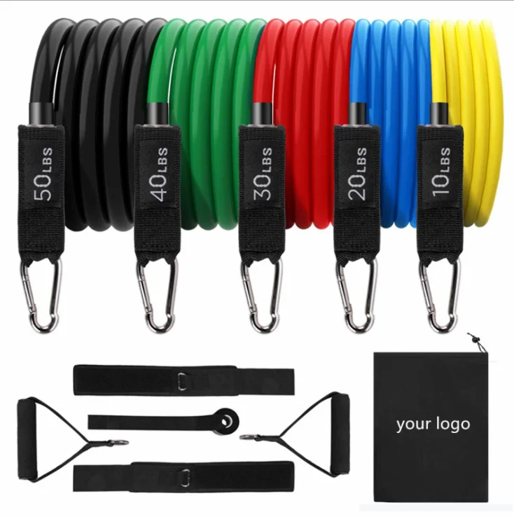 

11pcs/set Pull Rope Fitness Exercises Resistance Bands Latex Tubes Pedal Exerciser Body Training Workout Yoga Elastic Pull Rope, Green/yellow/red/black/green