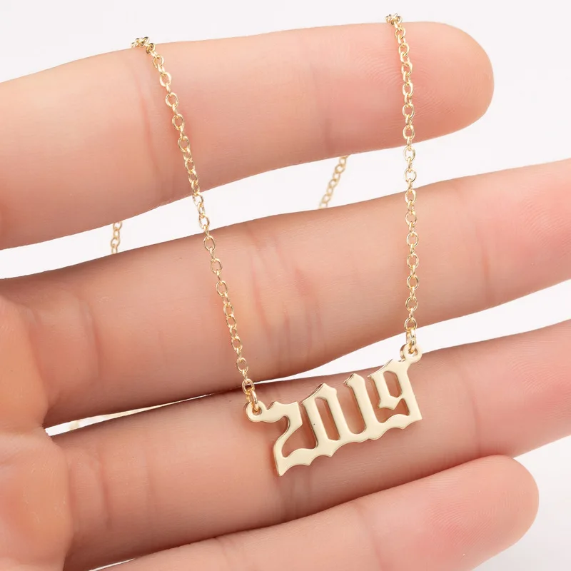 

Women Gift Custom Arabic Numerals Stainless Steel 1980-2021 Number Drop Necklace Gold Tone Year Of Birth Number Pendant Necklace, Gold,silver