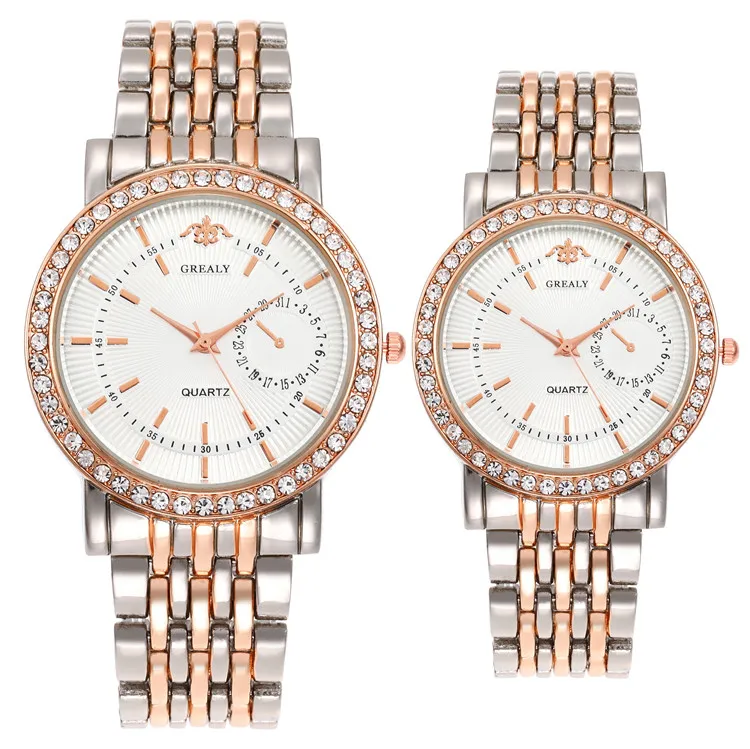 

2020 Hot Products Promotion Stainless Steel Band Casual Wristwatches Popular Simple Couple Diamond Watches, As pictures