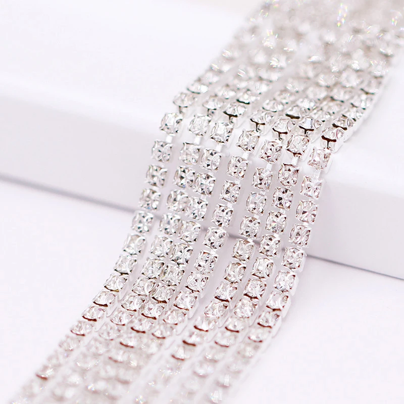 

XuQian Wholesale Close Cup Rhinestone Chains in roll for Jewelry Making, Colored