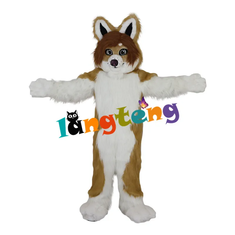 

878 Husky Mascot Costume Adult Wolf Fox Dog Costume Long Fur Fancy Suit for sale, Customized color