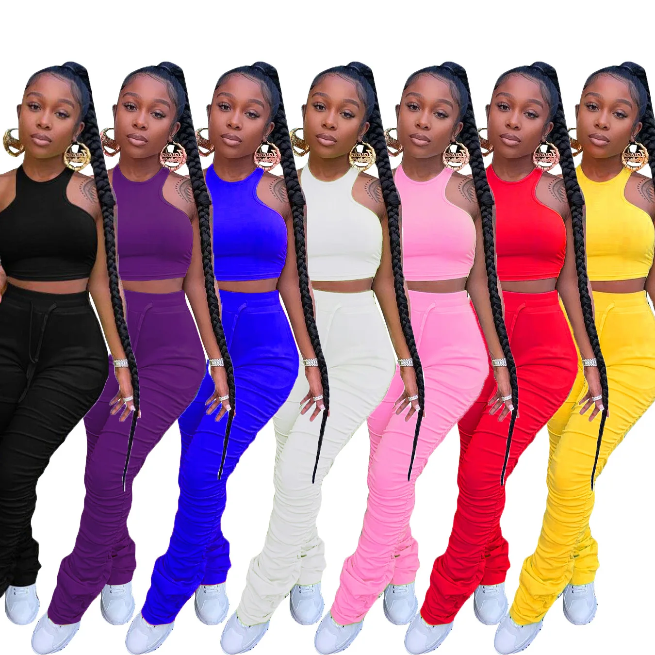 

2020 Women's nightclub vest pleats sport fashion casual suit
