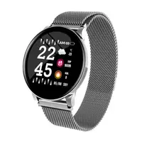 

Factory price W8 round smart watch sport fitness heart rate pedometer blood pressure ip67 waterproof steel band smartwatch w8