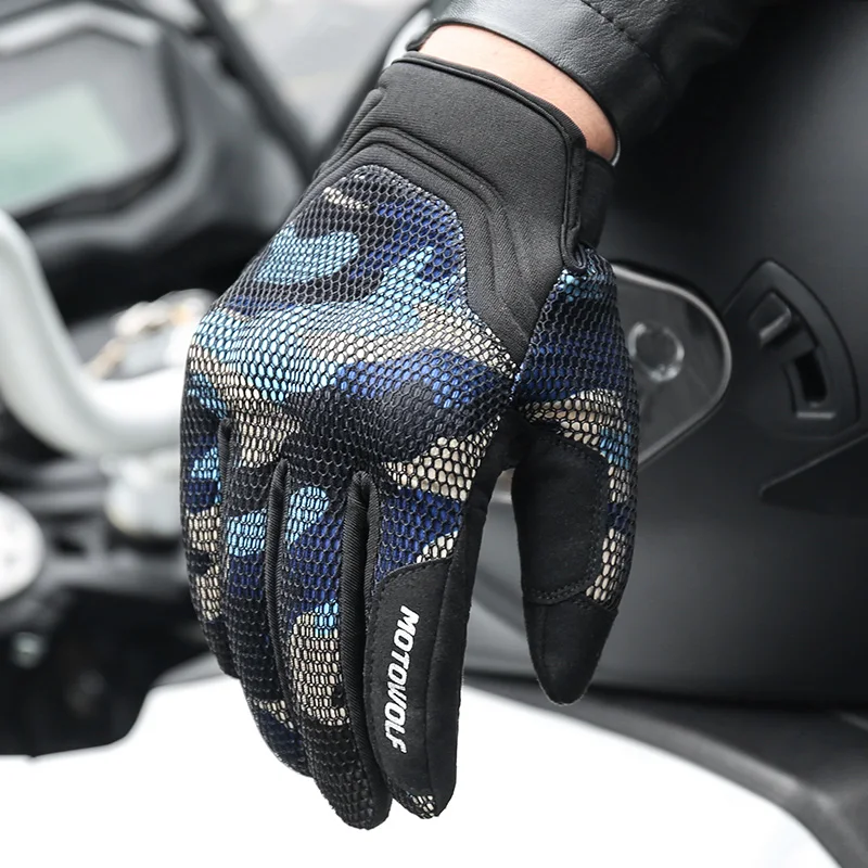 

MOTOWOLF Racing Gloves Custom Breathable Non-slip Guantes Enduro Trail Motor Motocross Motorcycle Gloves For Riding, Black/blue/camouflage brown/camouflage blue