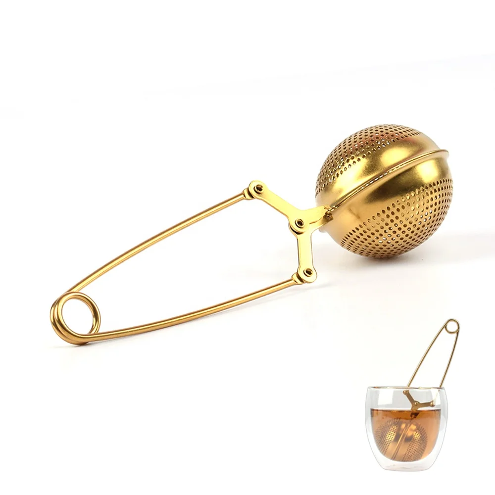 

High Quality Stainless Steel Gold Tea Filter Ball Shape Tea Infuser Strainer