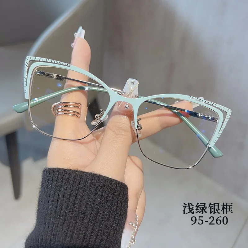 

2023 New Fashion Cat Eye Metal Eyeglass Frames Optical Spectacle Blue Light Blocking Computer Glasses Eyewear