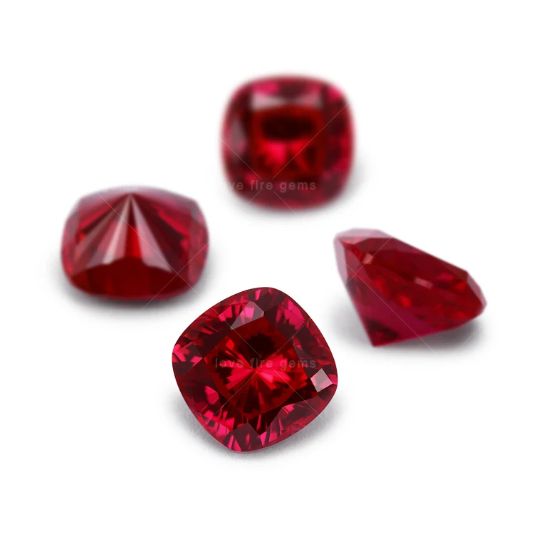 

6*6-8*8mm loose lab created corundum rubies gems 5A cushion cut ruby 5# red synthetic corundum