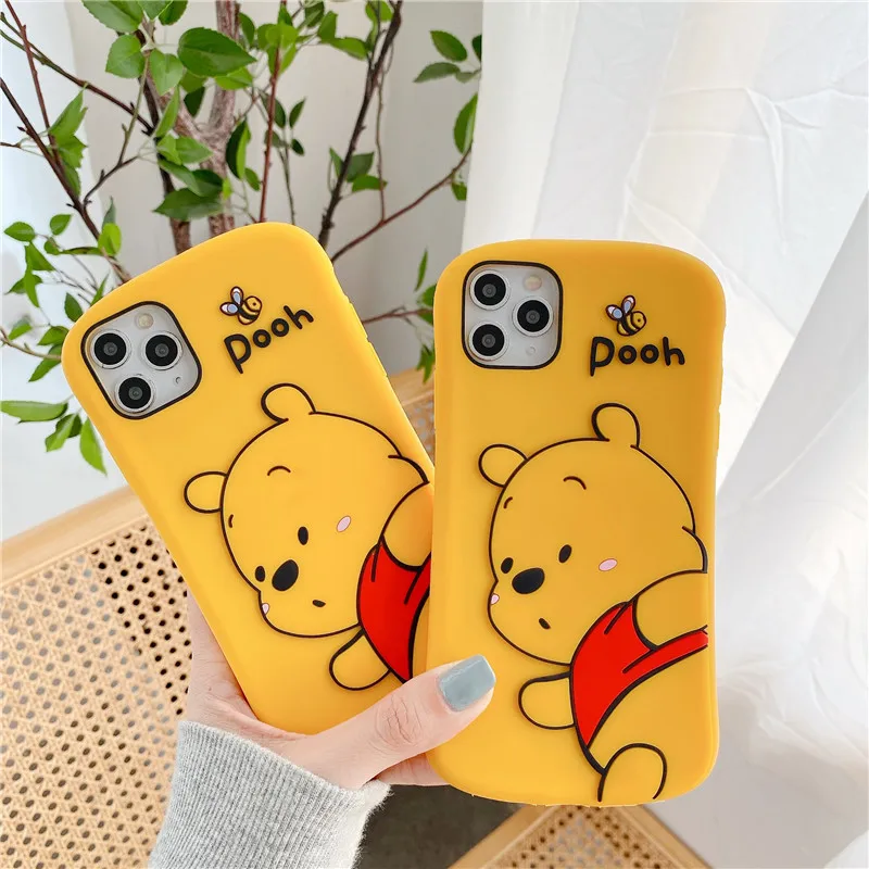

for Apple Iphone 11 11PRO MAX 3D Pooh Bear Silicone Protective Covers Cases Mobile Accessories for IP 6 7 8 Plus X XR XSMAX XS