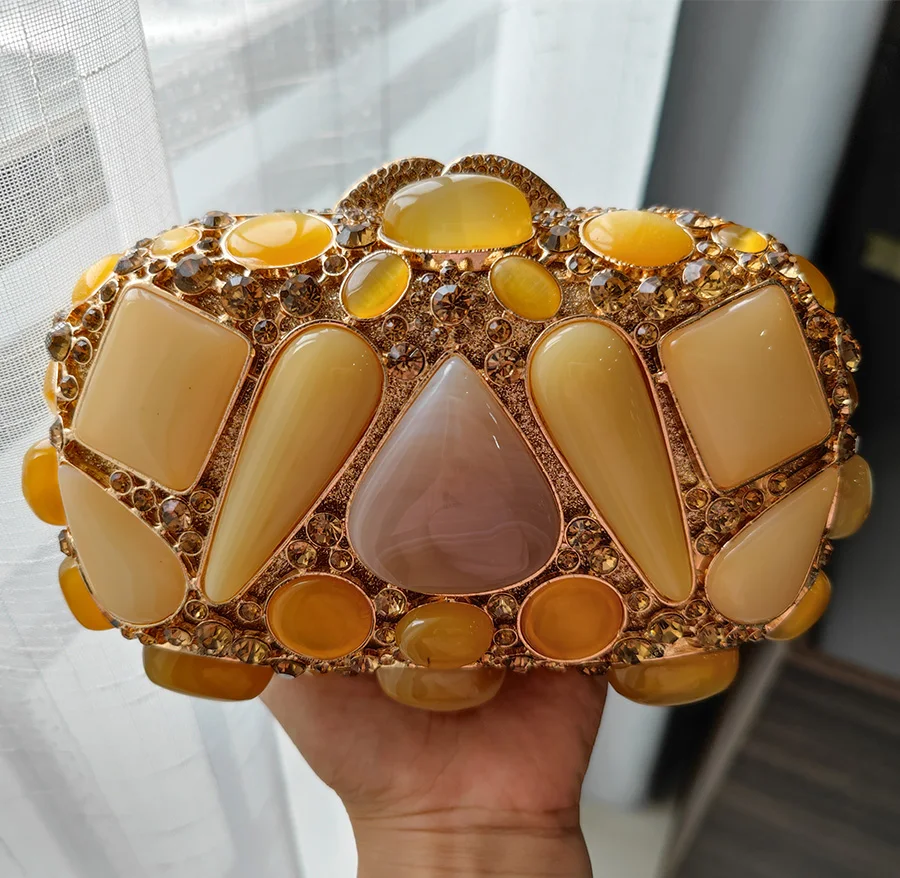 

Bulk Wholesale Agate Stone Clutch Bags Crystal Bag Rhinestone Luxury Clutch Evening bags