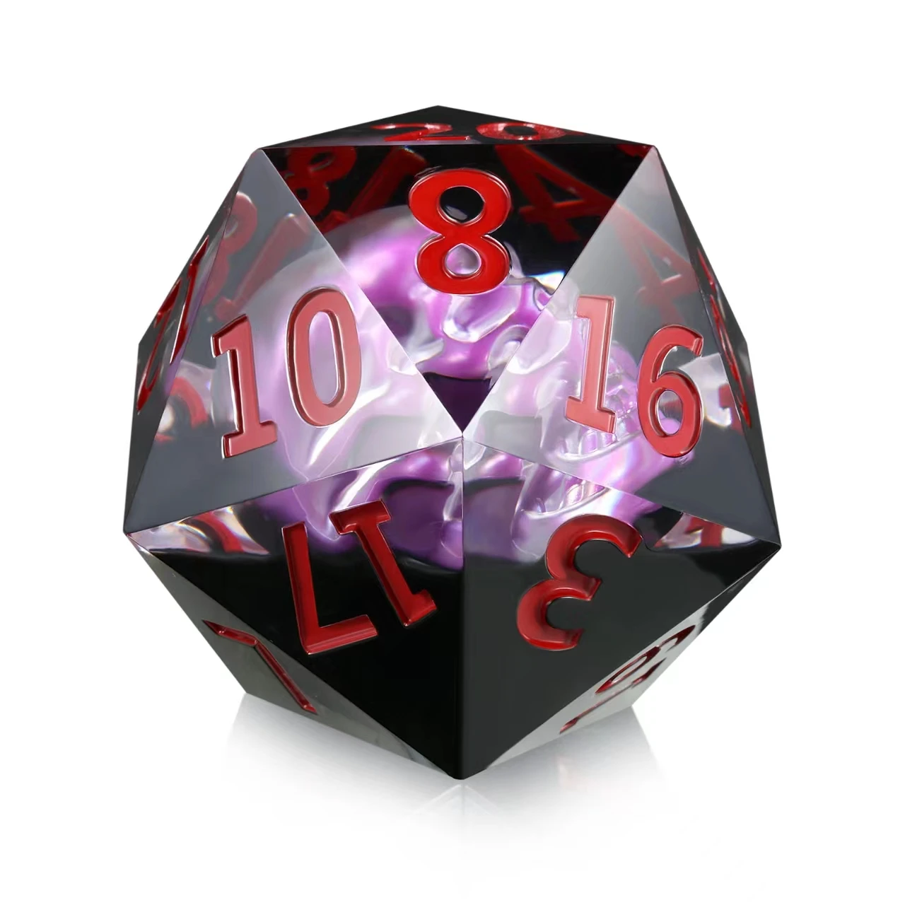 

New Design Role Playing Dice 55mm Giant Custom 20 Sided DND Liquid Dice Resin Sharp Edge Polyhedral D20 Dice for Board game