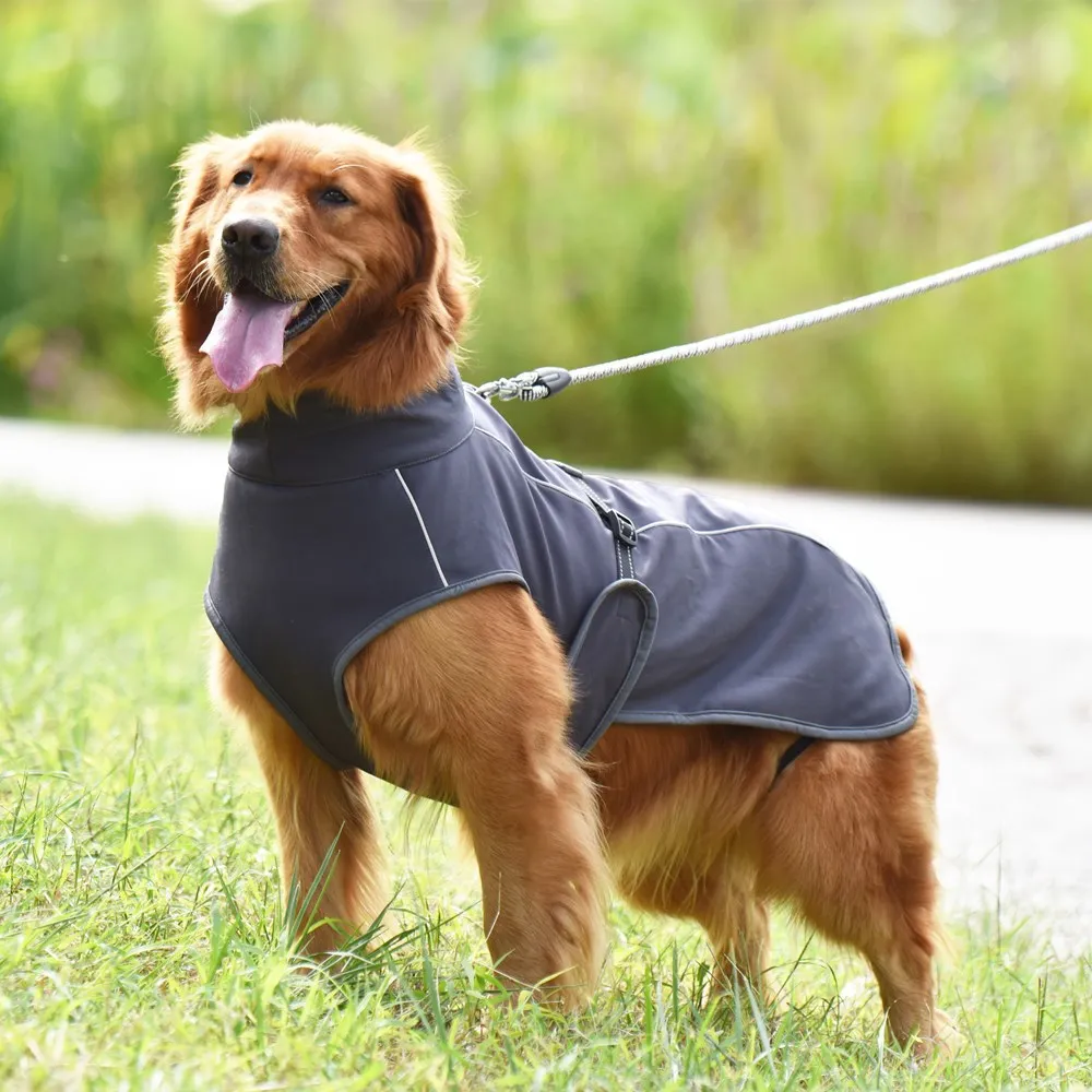 

Hot Products Dog Clothes Reflective Elasticity Winter Pet Jacket Fleece Pet Dog Clothes Dog Clothing Pet Clothes, Orange, dark grey, yellow