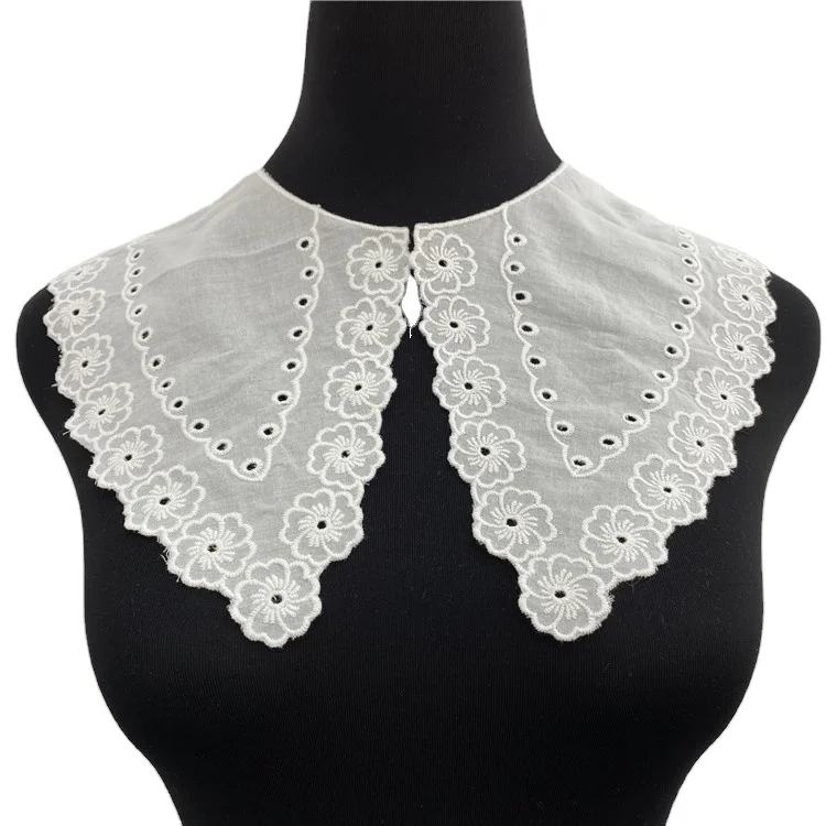 

Garment accessory beaded collar applique / polyester embroidery neck lace collar lace for dress, White or as customer resquest