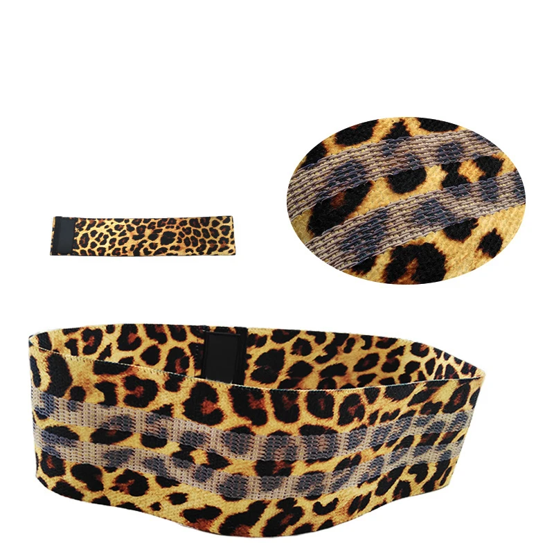 

Leopard Print Custom Logo Yoga Gym Exercise Booty Hip Fabric Resistance Bands
