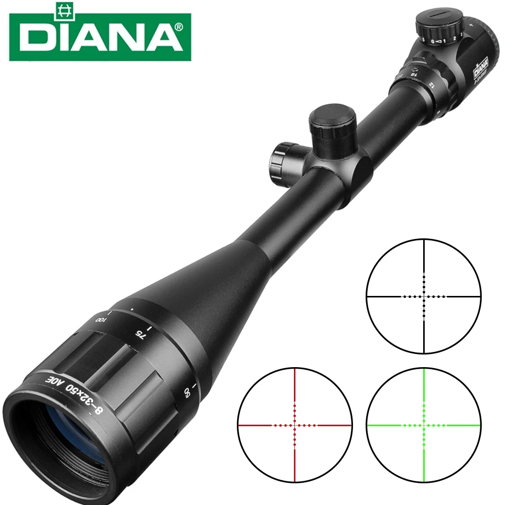 

DIANA Tactical 8-32X50 Scopes Rifle Optics Red Dot Green Compact Riflescopes Outdoor Hunting Scopes