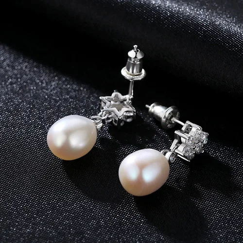 

Drop Earrings Korean Earrings 925 Sterling Silver Snowflake Sunflower Cubic Zirconia Pearl Earrings