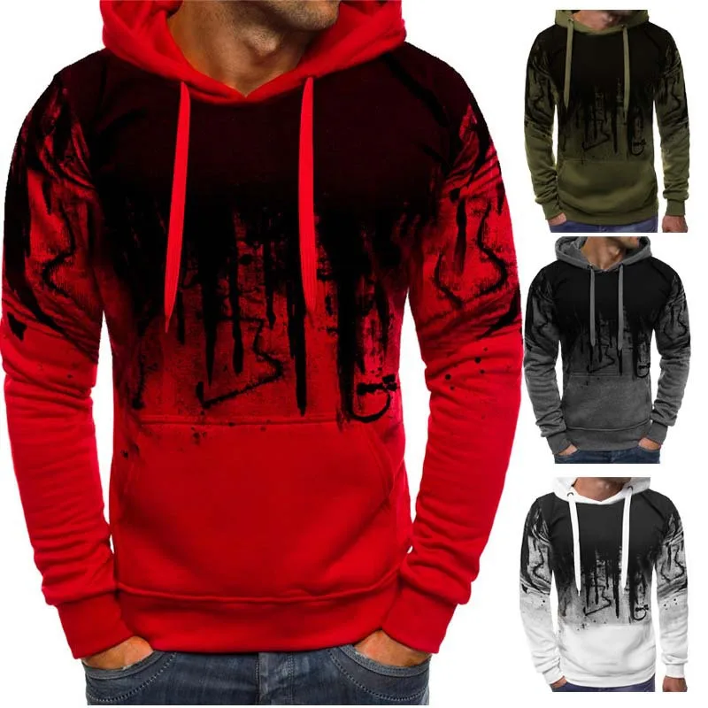 

Pullover Long Sleeve Hooded Tops Hoodie Fitness Man Sport Sweatshirt Digital Sublimation Print Slim Fit Men's Hoodies & Sweats, 3 colors