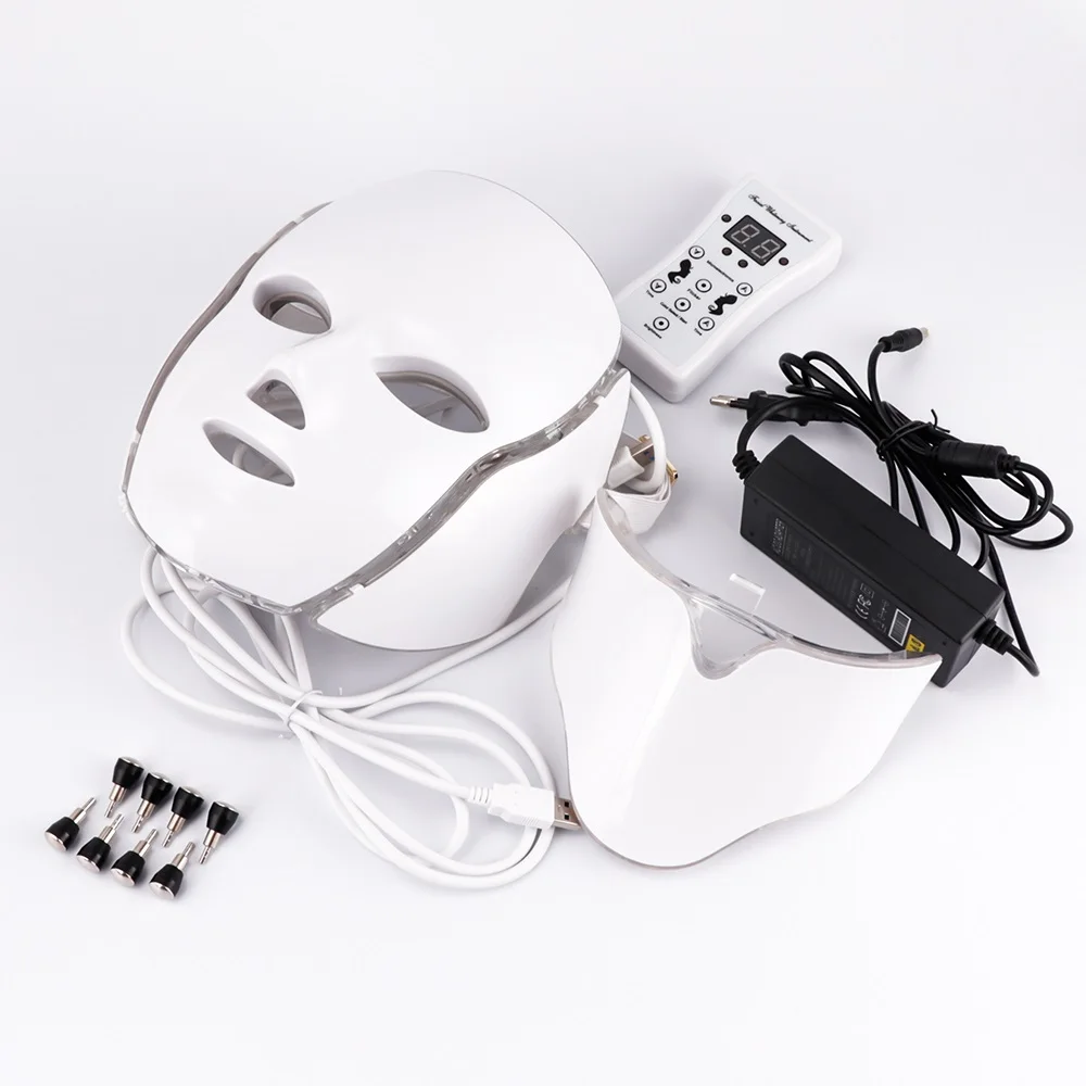 

7 Colors Light LED Facial Mask With Neck Skin Rejuvenation Face Care Beauty Anti Acne Therapy Whitening Treatment Machine