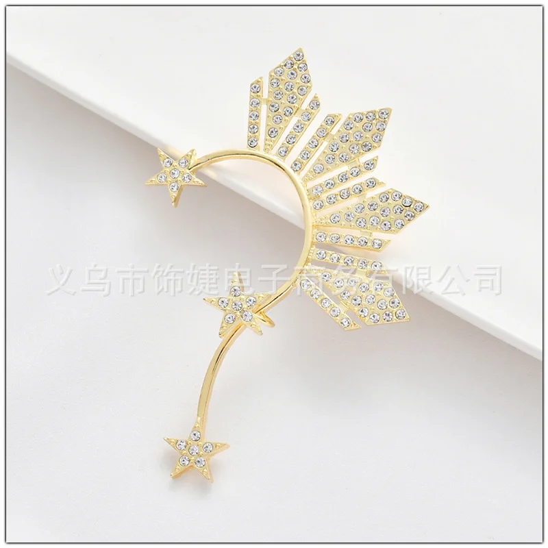 

Hot sell fashion creative alloy insert diamond new crystal fan earring Miss World earrings