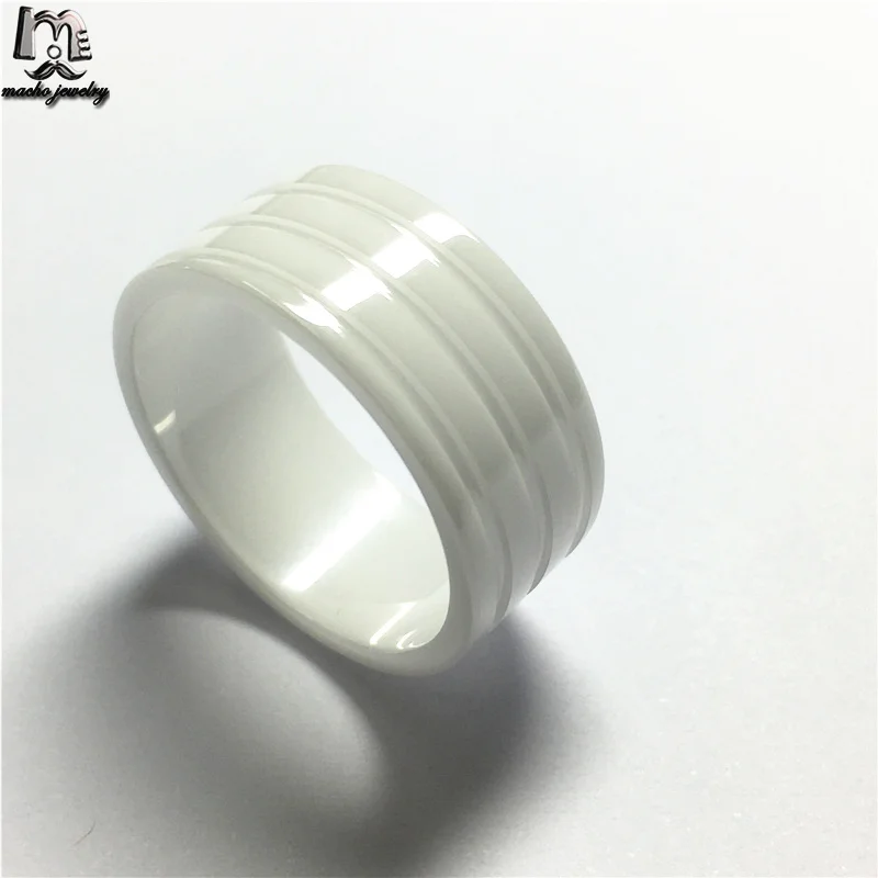 

Ready to Ship 10MM Popular Ring Brand Style Jewelry Groove White Ceramic Ring, Black/white/pink