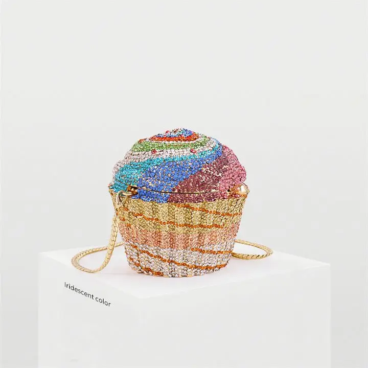 

Wedding party bridal rhinestone diamond handbag purses cupcake crystal clutch evening bags, Y1-y6
